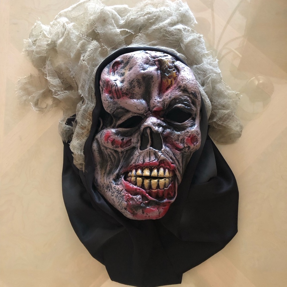 Horror Zombie Skull Mask with Black Hood - Home Accents